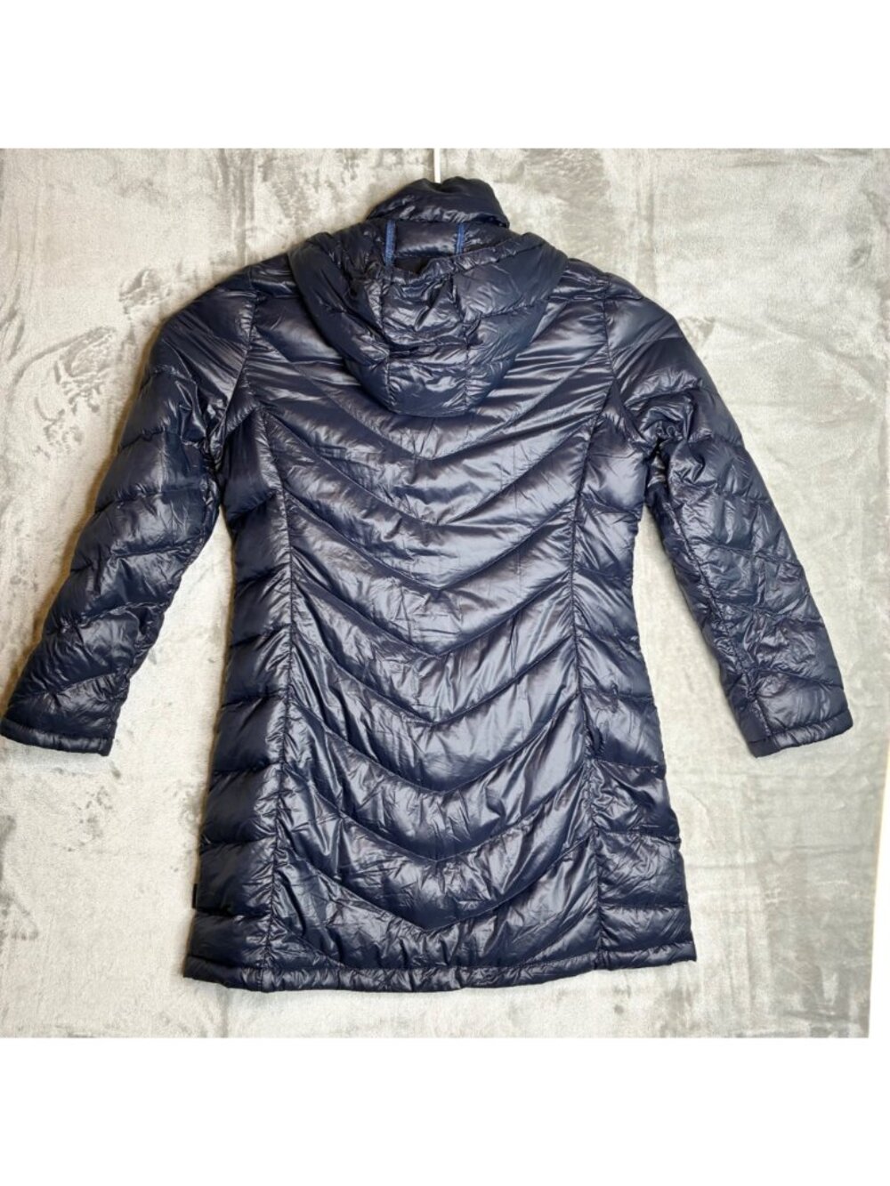 Calvin Klein Womens Packable Lightweight Down Puffer Coat With Hood Navy Large - Picture 3 of 10